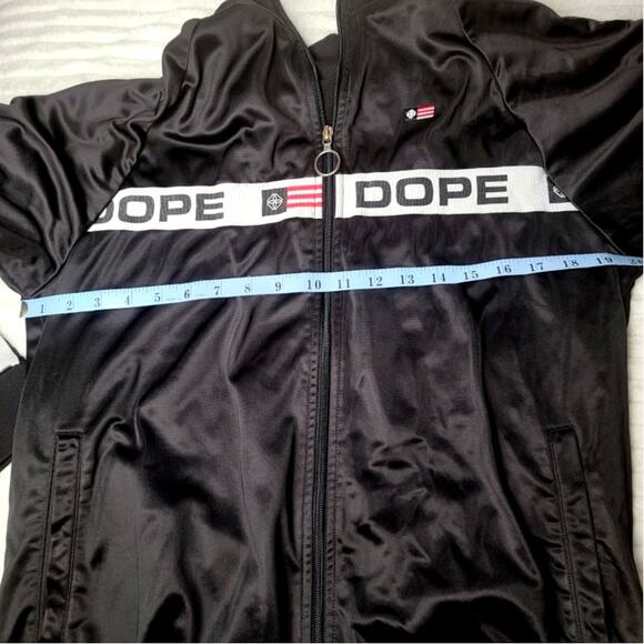 Dope Track Jacket Men’s XL Black Full Zip Retro Streetwear Logo Tape Retro - Picture 8 of 9